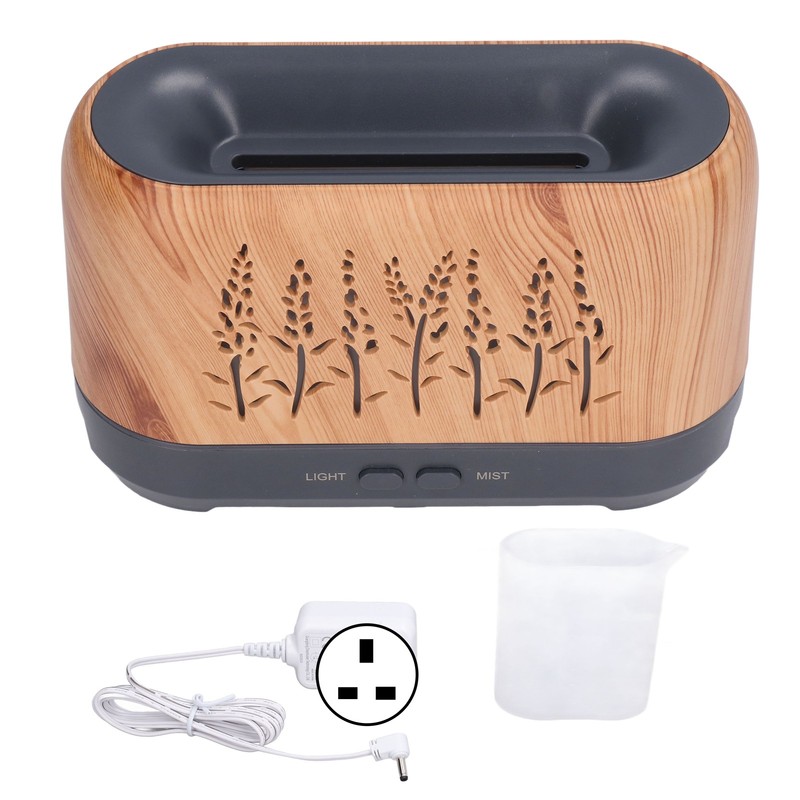 Humidifier 200ml Aroma Diffuser Wood Grain Flame Pattern Light Low