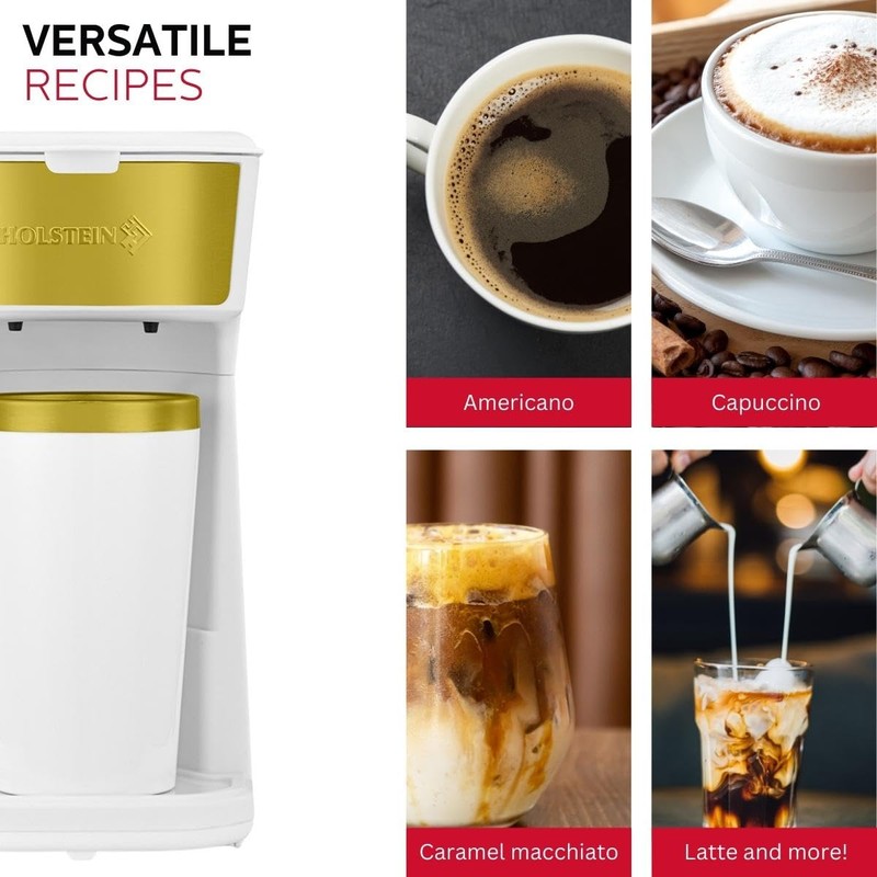 Holstein Housewares Single Serve Coffee Maker, 14oz Personal Coffee Brewer