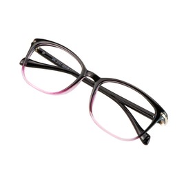 VisionGlobal Blue Light Blocking Glasses for Women/Men, Anti Eyestrain, Computer Reading, TV Glasses, Stylish Square Frame, Anti Glare(Black Purple,+3.50 Magnification)