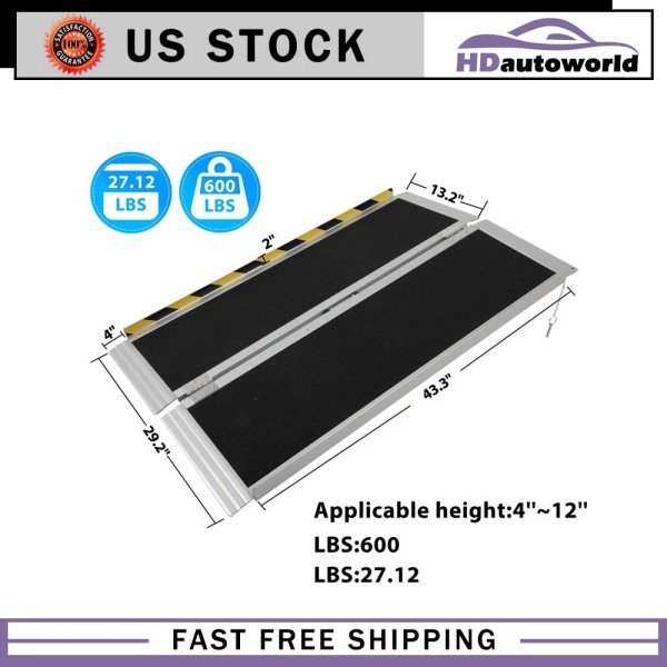HDAUTOWORLD Fold Wheelchair Scooter Mobility Ramps Kit Portable 600LB Non-Slip