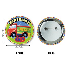 Birthday Pin, Happy Birthday Pin for Boys, Birthday Boy Pin with Vehicle Themed Design, Birthday Badge for Man, Birthday Button Pin Birthday Gifts for Boys, Brother, Friends (2.3in)