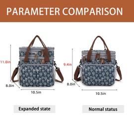 MOV COMPRA Lunch Bag for Women Men Double Deck Expandable Lunch Box,Large Lunch Bags,Leakproof Lunch Box Cooler Bag（Cactus）