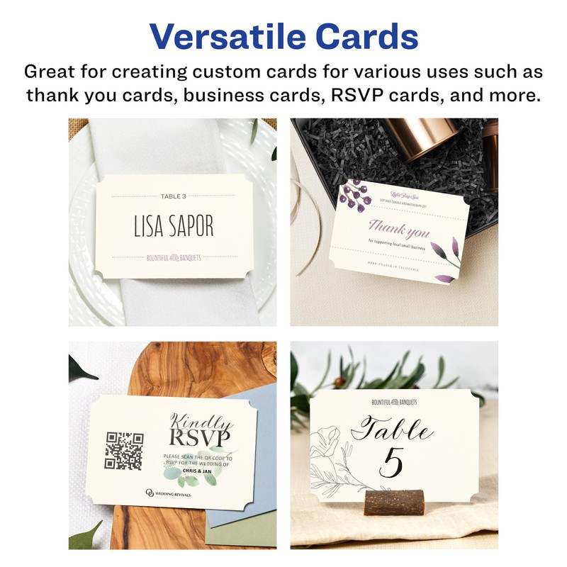 Avery Printable Rectangle Scalloped Postcards with Sure Feed Technology, 4"
