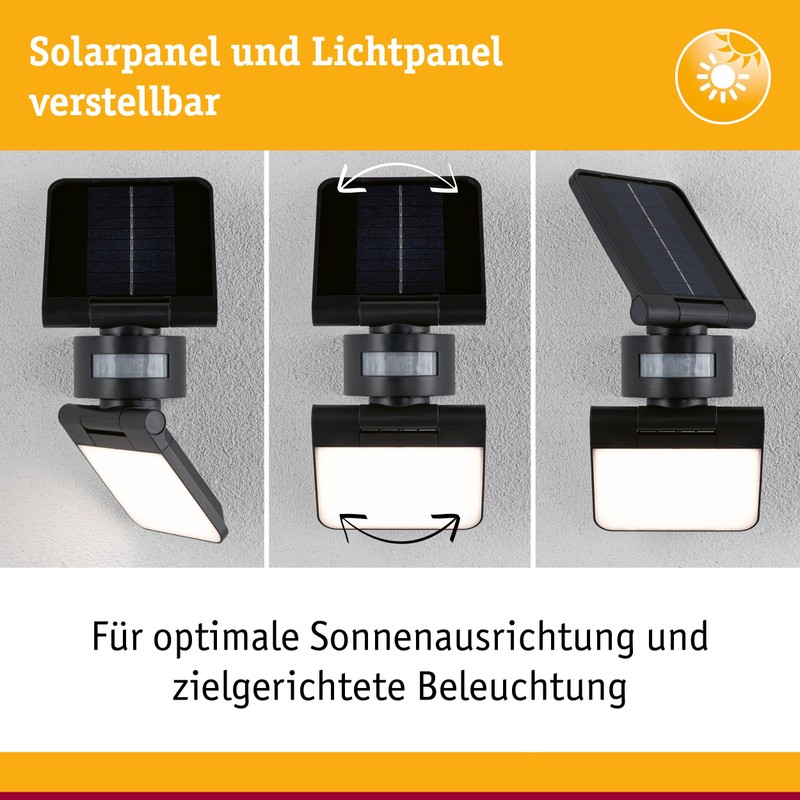 Paulmann Lesla 94609 Outdoor Solar Floodlight IP65 3000K USB PIR