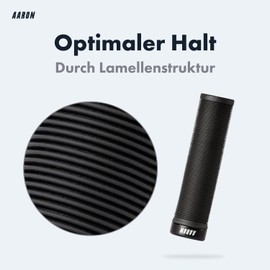 AARON MTB & BMX Bicycle Grips, Sporty Handlebar Grips Made of Non-Slip Rubber, Black Lock-On Gel Grips with Handlebar End Caps for Mountain Bike, Trekking Bike, E-Bike, Crossbike, Fixie and Much More