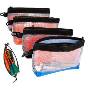 4Pcs Clear Tool Pouch Waterproof Oxford Cloth Small Tool Bag 30x18cm Anti-Static Tool Storage with Zipper &Carabiner,Heavy Duty Utility Accessories Organizer for Screwdriver Socket