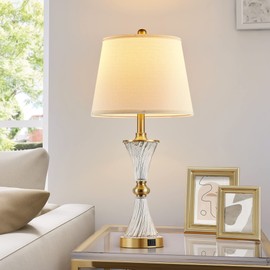 BZZMMB Gold Lamps Set of 2, 3 Way Dimmable Touch Lamps for Nightstand with USB C+A Ports, Modern Table Lamps for Living Room,2 Bulbs Included