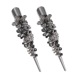 Healvian 2pcs Vintage Rhinestone Hair Pins Metal Horn Clips for Women Elegant Duck Clips Crystal Accents Retro Hair Accessories for Weddings and Special Occasions