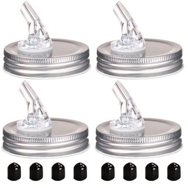 Mason Jar Pour Spouts. free flow Mason Jar Pour Spouts, mason jar for spout regular mouth size 70mm dispenser germination cover. Suitable for any liquid. Leak-Proof 4-Pack + 8 Lid Caps (silver color)