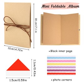 Mini Photo Album, 5 Inches, 17.5 x 11.5 cm, Small Book for DIY, Kraft Paper Photo Book for Gluing, 34 Pages, DIY Mini Scrapbook Memory Book, Photo Album for Graduation Gift