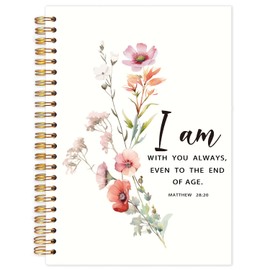 Yhtrg Christian Floral Spiral Notebooks, Matthew 28:20 Bible Journaling Notebook, Religious Scripture Journals for Writing, Bible Notebook for Note Taking, Christian Gifts for Women, 5.5x8.3 Inch