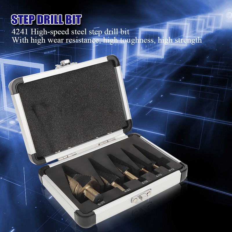 5PCS HSS4241 Step Cone Drill Bit Metric Hole Cutter Bit