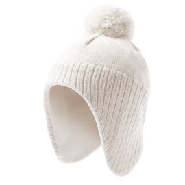 Tough Headwear Kids Winter Hat - Kids Beanies Boys & Girls, Ear Flaps Hat for Kids White Medium