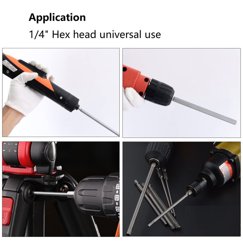 YUHIAKE Hex Bit Set Long 7-Piece Magnetic Hexagon Head Bit