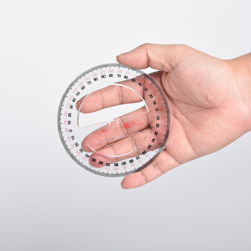 Round Protractor 360 Degree Plastic Measuring Tools Maths Organic Semicircle