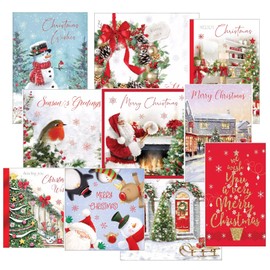Christmas Cards Pack of 50 Each Xmas Card multipack has 10 different designs. Ecofriendly, Recyclable With Envelopes