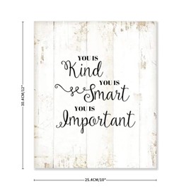 Aihesui Vintage Wood Sign You is Kind You is Smart You is Important Kitchen Home Farmhouse Living Diningroom Wood Wall Decor Funny Shabby Wooden Pallet