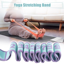 VOCOSTE Yoga Stretch Strap with 9 Loops Elastic Strap Blue