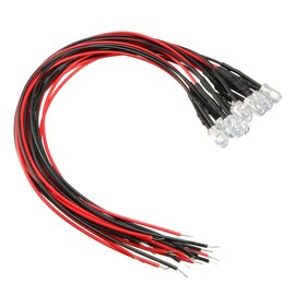 sourcingmap 10Pcs 5mm Pre Wired LED, Fast Flashing DC3-6V Clear Lens, Light Emitting Diodes