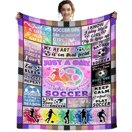 FOTSTA Soccer Gifts Blanket for Girls Flannel Soccer Blankets and Throws Soccer Accessories for Girls Soccer Decor Stuff Gifts for Teens Kids Women Adults Coach Team Soccer Lovers Players 60"x50"