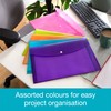 SUMMIT A4+ Plastic Popper Wallets, Assorted Colours, Document Folders, Pack