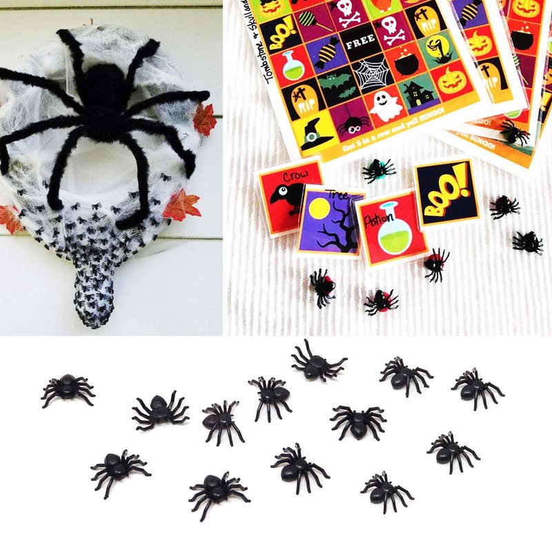 HONBAY 120PCS Plastic Mini Fake Black Spiders for Home and