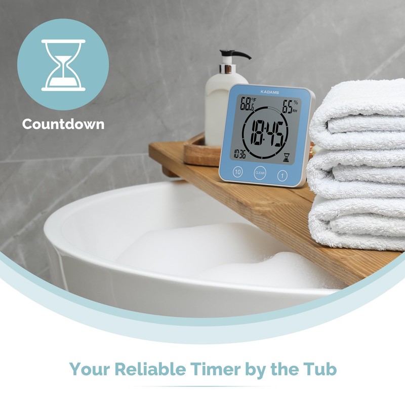 KADAMS Shower Clock Waterproof Bathroom Timer – Digital Wall Clock