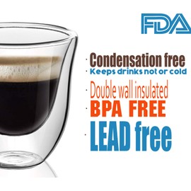 Glass For Coffee, Clear Coffee Cups, Double Wall Clear Thermo Glass, Espresso Shot Glass, Coffee Cup Set of 4 (2.0 oz. / 60 ml)