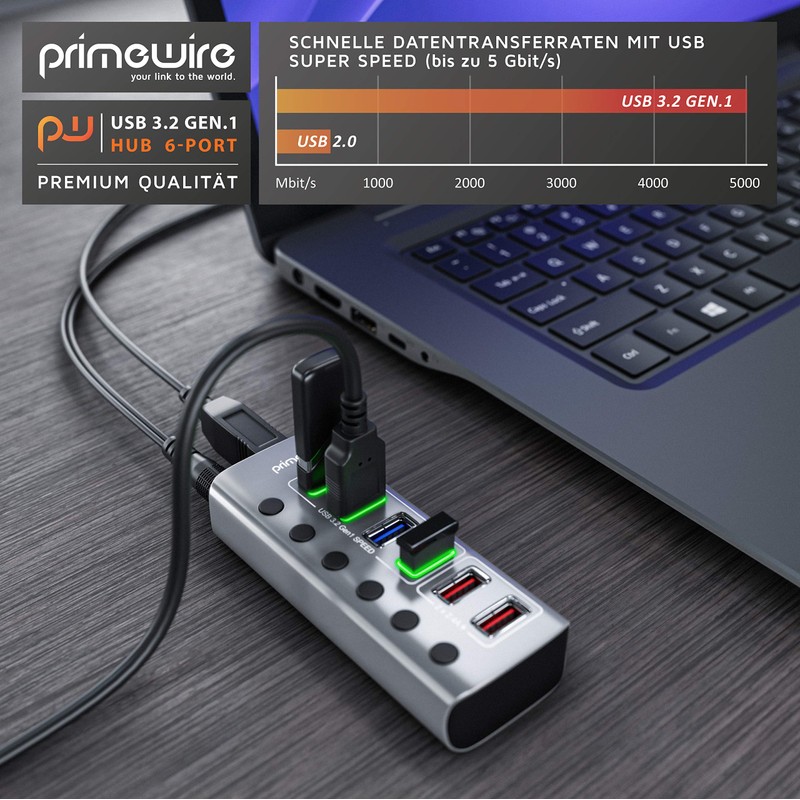 CSL - USB 3.2 Gen.1 6 Port Hub Active Switchable