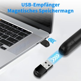 Wireless Presenter - KKMOL Präsentationsfernbedienung, Powerpoint Fernbedienung, Pointer für Präsentationen, USB Presenter für PPT/Windows XP/7/8/10/Mac OS/Linux
