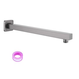 16 Inch Square Shower Extension Arm with Flange and Teflon Tape, Made of SUS 304 Stainless Steel, Wall Mounted Pipe for Shower Head,Straight Extension Rod for Morden Bathroom (Brushed Nickel)