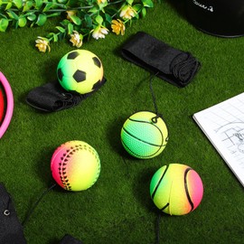Alipis Wrist Return Balls, 4pcs Sports Wrist Basketball, Baseball and Football on a String Hand Exercise Rebound Balls Wristband Practice Balls for Boys Girls Party Favors