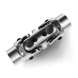 Ovabeyna 3/4"Round X3/4"Round Chrome Double U Joint Steering Universal Joint DOUBLE U Joint Shaft,Total Length: 5-1/8"