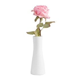 18cm Ceramic Bud Vase Tall Conic Flower Single Stem Vase Small Bud Decorative Floral Vase Home Decorative Floral Centerpiece for Wedding Office (White)