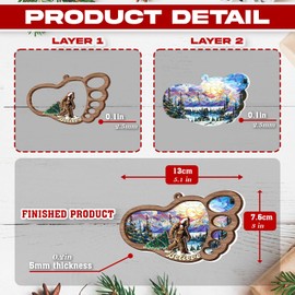 Bigfoot Christmas Ornaments - Bigfoot Ornaments for Christmas Tree - Bigfoot Suncatcher Ornament 2024 - Big Foot Sasquatch Gifts - Bigfoot Gifts for Men, Women, Kids - Bigfoot Christmas Decorations