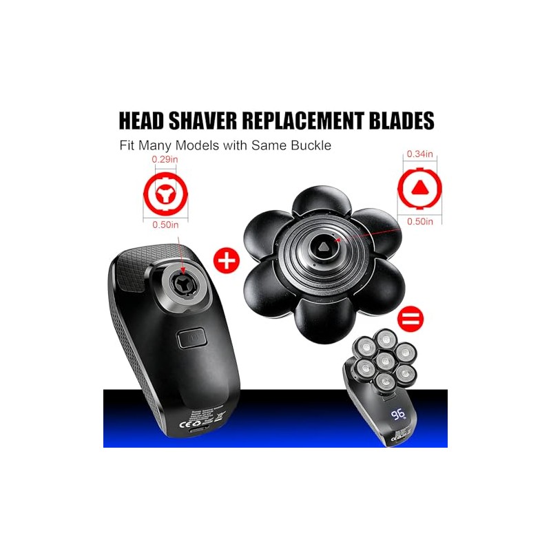 7 Head Shaver Replacement Heads for Freebird Bald Men