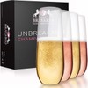 Bravario Unbreakable Stemless Plastic Champagne Flutes | Shatterproof 100% Tritan