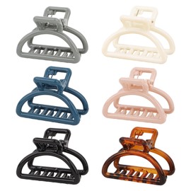 KEUKORZ Semi-circle Strong Hold Hair Claw Clips for Women, Medium Muti-colored Solid Hair Accessories Non-Slip for Women,6PCS