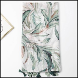 White Fang MA229 Women's Scarf, Shawl, Scarf, Rainforest, Print, Large, Stylish, Elegant, green