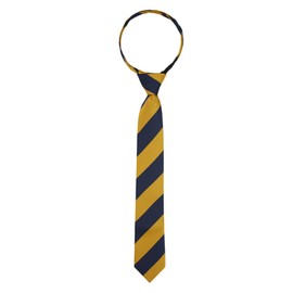 Jacob Alexander Boys' 1-Inch College Stripe Woven 14" Pre-Tied Zipper Neck Tie - Gold Navy