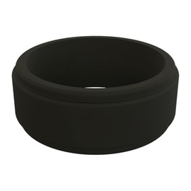 QALO Men's Silicone Ring, Black (Size 12) - Polished Step Edge - Mens Wedding Bands - Breathable & Durable Silicone Rings for Men - Thick Rubber Engagement Rings for Him - 9mm x 2mm