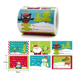 250 Pieces of Self Adhesive Christmas Gift Tags, 75 * 50MM Christmas Paper Tag, Christmas Gift Label, Christmas Stickers for Christmas Gift Decoration (B)