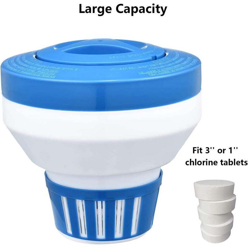Floating Chlorine Dispenser, Pool Spa Chlorine/Bromine Floater,7" Large Capacity Floating
