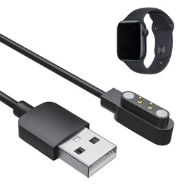 Hukneqn Charging Cable Smartwatch, 2-Pin Smartwatch Charging Cable Magnetic Charger Cable for Smart Watch, 4 mm Pitch, 60 cm Smartwatch Accessories, Compatible with Various Smartwatch Models