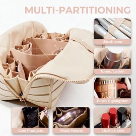Makeup Brush Holder Travel, Compact Lightweight Accessory for Travel and Daily Use - Makeup Fold Down Design Dividers
