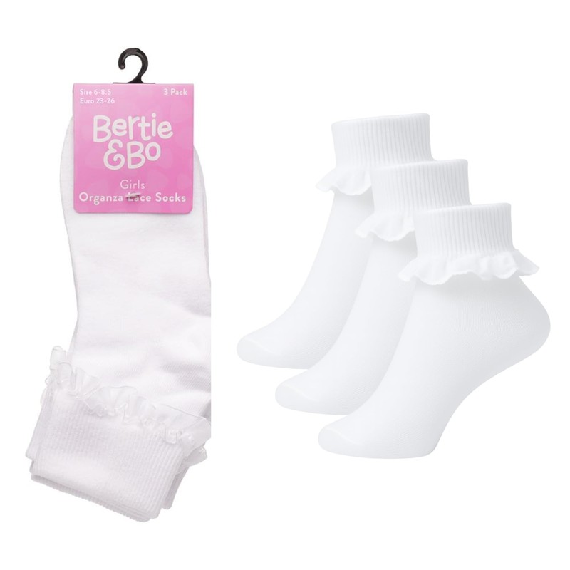 A2Z 4 Kids 3 Pack Girls Frilly Lace Ankle Cotton