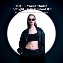 YSKE Bowens Mount Spotlight Optical Snoot for Photography, Adjustable Beam Light Modifier with 35 Metal Gobos, 5 Color Gels, Compatible for Aputure Amaran Godox Profoto Neewer LED Video Light