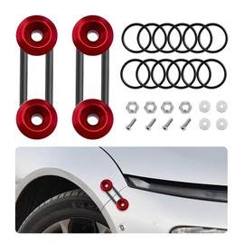 Suvnie Bumper Quick Release, Front Rear Bumper Fasteners Quick Release Kit, 4 Quick Release Tabs with 12 O-Ring Fastener, 4 Washers and 4 Screws Compatible with Universal Car Bumper (Red)