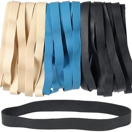 Rubber Bands Size#107 Heavy Duty Big Wide rubber band 33PCS Elastic Bands for Office Supply Trash Can File Folders Litter Box Rubber Bands (Black,blue,light brown)