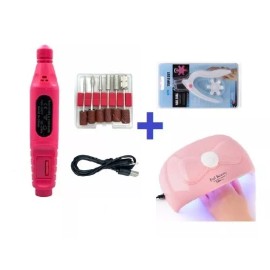 Quality Kit Lampara Uñas + Esmeril Pulidor De Uñas Manicure + Regalo